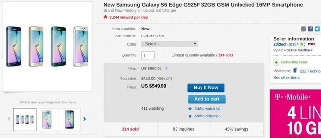 Fotografía - [Offre Alerte] New Unlocked 32 Go Samsung Galaxy S6 bord descend à seulement 550 $ sur eBay